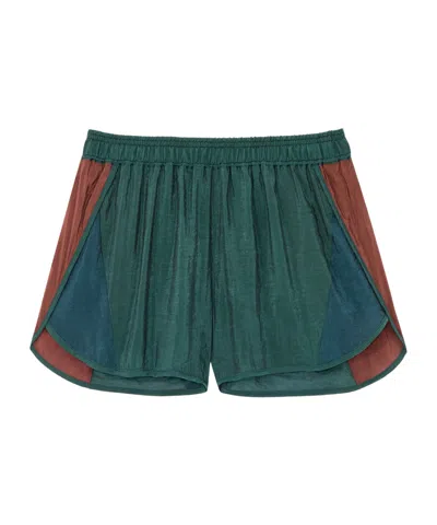Saint Laurent Shorts In Taffeta In Green