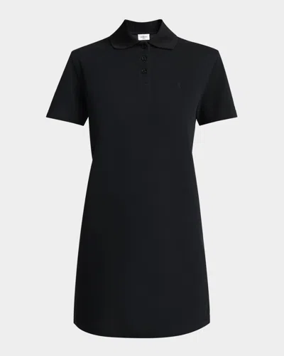 Saint Laurent Short-sleeve Cotton Pique Mini Polo Dress In Black