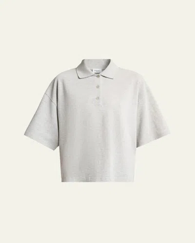 Saint Laurent Short-sleeve Oversized Polo Shirt In Gray