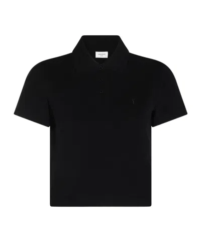 Saint Laurent Short-sleeved Polo Shirt In Black