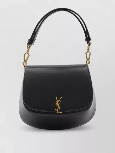 Saint Laurent Shoulder Bag Adjustable Strap Gold Tone Hardware In Black