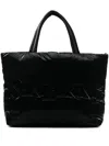 Saint Laurent Logo Debossed Silk Canvas Tote Bag In Black