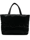 Saint Laurent Logo Debossed Silk Canvas Tote Bag In Black