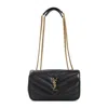 Saint Laurent Loulou Mini Ysl Chain Crossbody Bag In Quilted Leather In Black