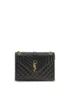 Saint Laurent Black Matelasse Lambskin Medium Envelope Bag In Black