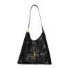 Saint Laurent Black Raffia Shopping Bag