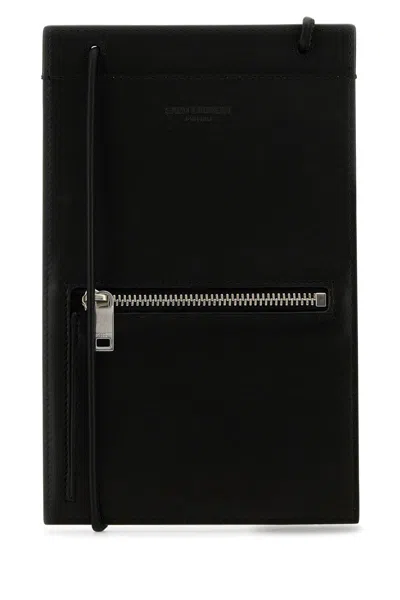 Saint Laurent Paris Zip Detailed Card Holder In Black