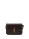 Saint Laurent Black Messenger Bag With Cassandre Detail In Smooth Leather In Brown