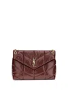 Saint Laurent Medium Puffer Bag In Glossy Leather In Burgundy