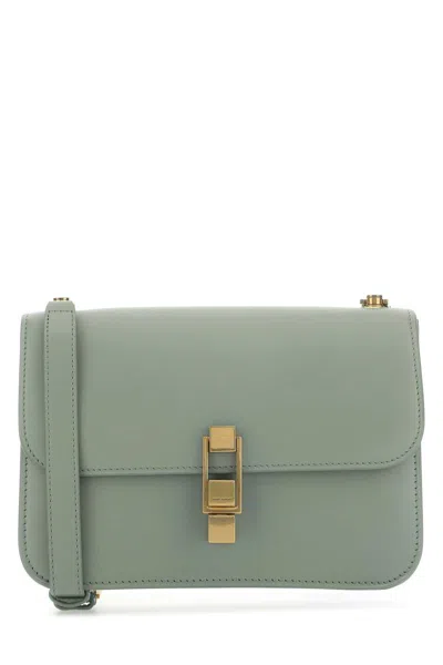 Saint Laurent Square Leather Shoulder Bag With Chain Strap In Green