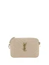 Saint Laurent Cappuccino Leather Lou Crossbody Bag In Nude