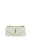 Saint Laurent Calypso Large Ysl Shoulder Bag In Leather In White