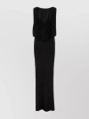 Saint Laurent Shoulder-baring Long Dress With Gathered Accents In Black