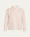 Saint Laurent Shrunken Striped Button Down Shirt In Cream