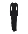 Saint Laurent Side-slit Wool Maxi Dress In Black