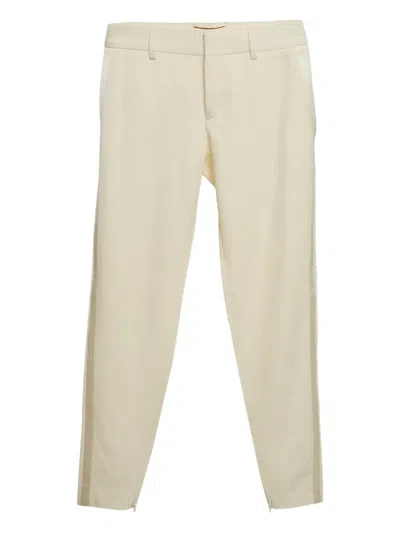Pre-owned Saint Laurent Side-stripe Wool Trousers In Neutral
