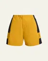 Saint Laurent Cassandre Bicolor Cotton Serge Bermuda Shorts In Yellow