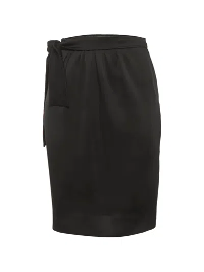 Pre-owned Saint Laurent Side-tie Mini Pencil Skirt In Black
