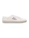 Saint Laurent Court Classic Distressed Logo-embroidered Canvas And Leather Sneakers In White