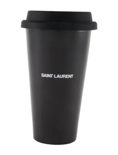 Pre-owned Saint Laurent Signature Ceramic Travel Cup In Black