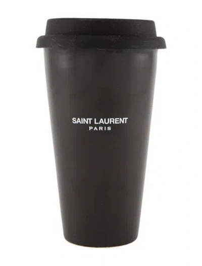 Pre-owned Saint Laurent Signature Ceramic Travel Cup In Black