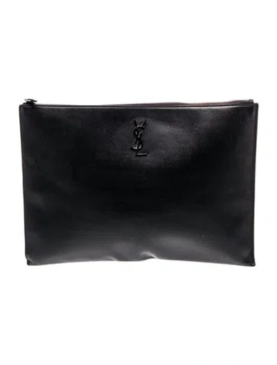 Pre-owned Saint Laurent Signature Clutch In Black