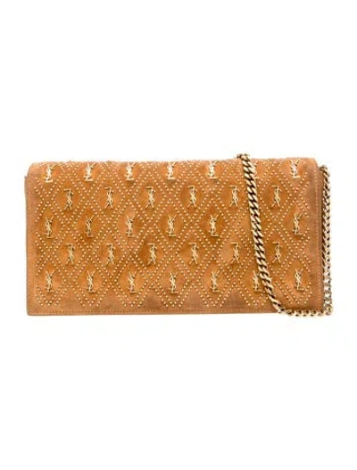 Pre-owned Saint Laurent Signature Clutch In Brown