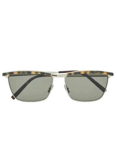 Saint Laurent Signature Engraved Tortoiseshell Sunglasses For Women In Gray