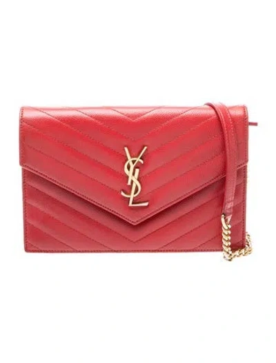 Pre-owned Saint Laurent Signature Envelope In Red