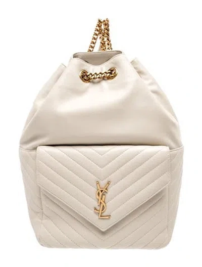 Pre-owned Saint Laurent Signature Joe Backpack Small In Neutrals