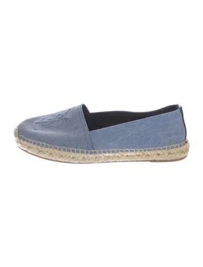 Pre-owned Saint Laurent Signature Logo Canvas Espadrilles In Blue