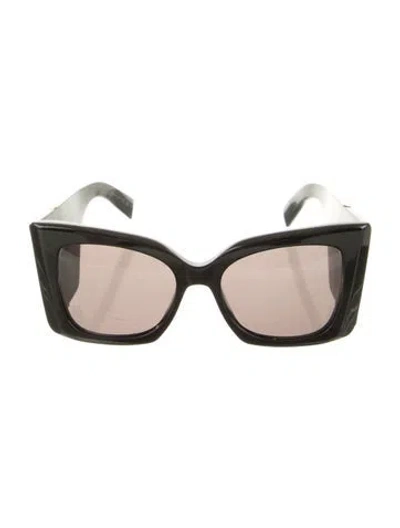 Pre-owned Saint Laurent Signature Logo Cat-eye Sunglasses In Black