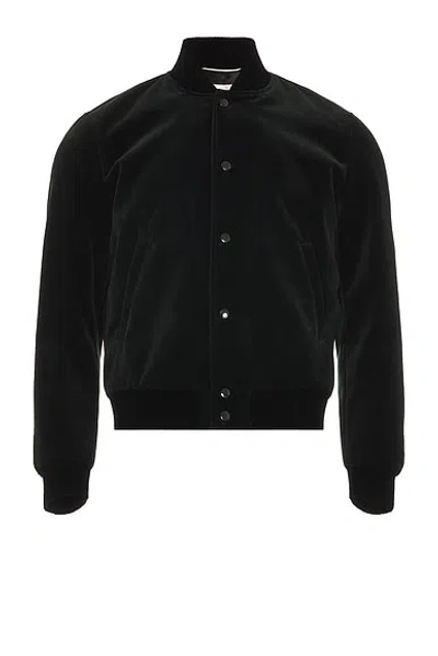 Saint Laurent Signature Logo College Jacket In Dark Forest