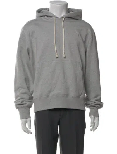 Pre-owned Saint Laurent Signature Logo Crew Neck Hoodie In Gray
