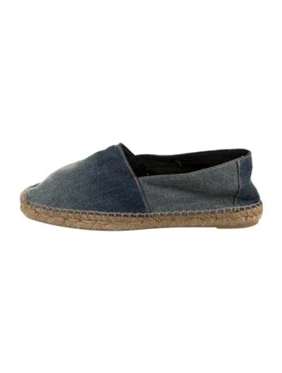 Pre-owned Saint Laurent Signature Logo Denim Espadrilles In Blue