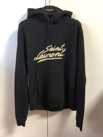 Pre-owned Saint Laurent Signature Logo Hoodie In Black