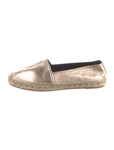 Pre-owned Saint Laurent Signature Logo Leather Espadrilles