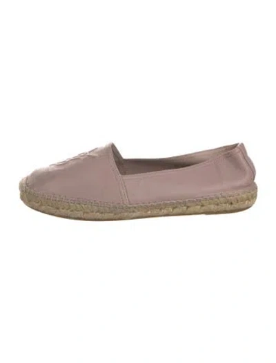 Pre-owned Saint Laurent Signature Logo Leather Espadrilles In Neutral