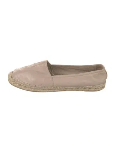 Pre-owned Saint Laurent Signature Logo Leather Espadrilles In Neutral