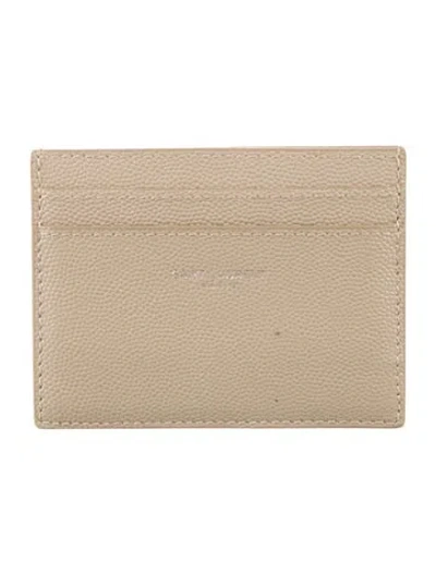 Pre-owned Saint Laurent Signature Logo Leather Wallet In Neutral