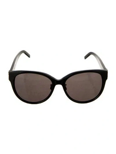 Pre-owned Saint Laurent Signature Logo Oversize Sunglasses In Black