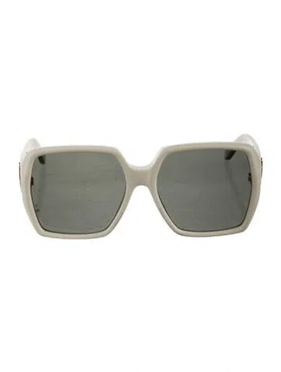 Pre-owned Saint Laurent Signature Logo Square Sunglasses In White