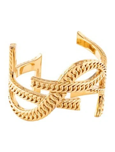 Pre-owned Saint Laurent Signature Monogram Cuff Bracelet, 6.75" In Multi