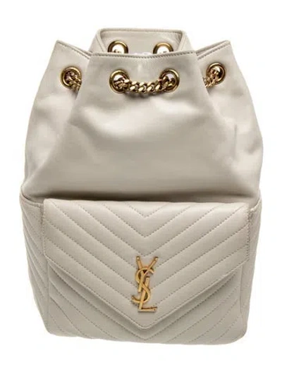 Pre-owned Saint Laurent Signature Monogram Matelassé Joe Backpack In Neutral