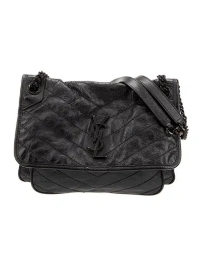 Pre-owned Saint Laurent Signature Niki Medium In Black