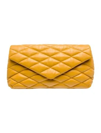 Pre-owned Saint Laurent Signature Sade Puffer In Yellow
