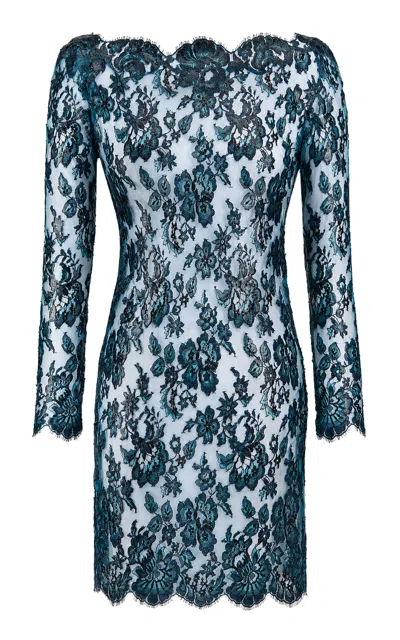 Saint Laurent Silicone-coated Lace Mini Dress In Multi