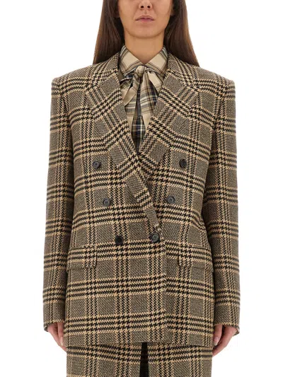 Saint Laurent Silk And Cashmere Jacket In Brown