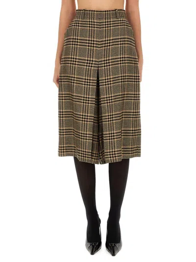 Saint Laurent Silk And Cashmere Pants Skirt In Brown