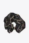 Saint Laurent Silk And Cashmere Scrunchie With Cassandre In Black